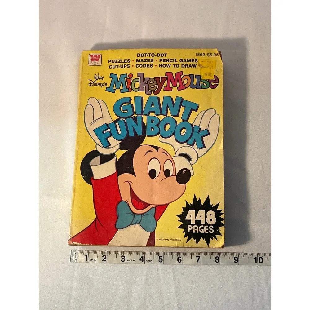 Vintage‎ Walt Disney Mickey Mouse Giant Fun Book 448 Pages Puzzles Games Drawing